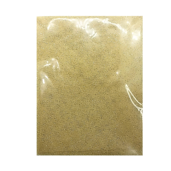 TAPETE DE CETIM DOURADO COM GLITTER