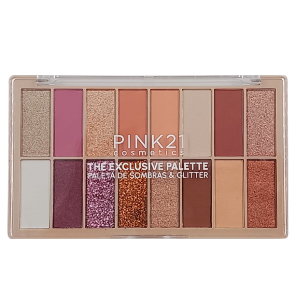PINK 21 PALETA DE SOMBRA & GLITTER THE EXCLUSIVE PALETTE COR 01 25,6G