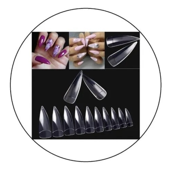 UNHA TIPS C/500 REALISTA ESTILETO TRANSPARENTE